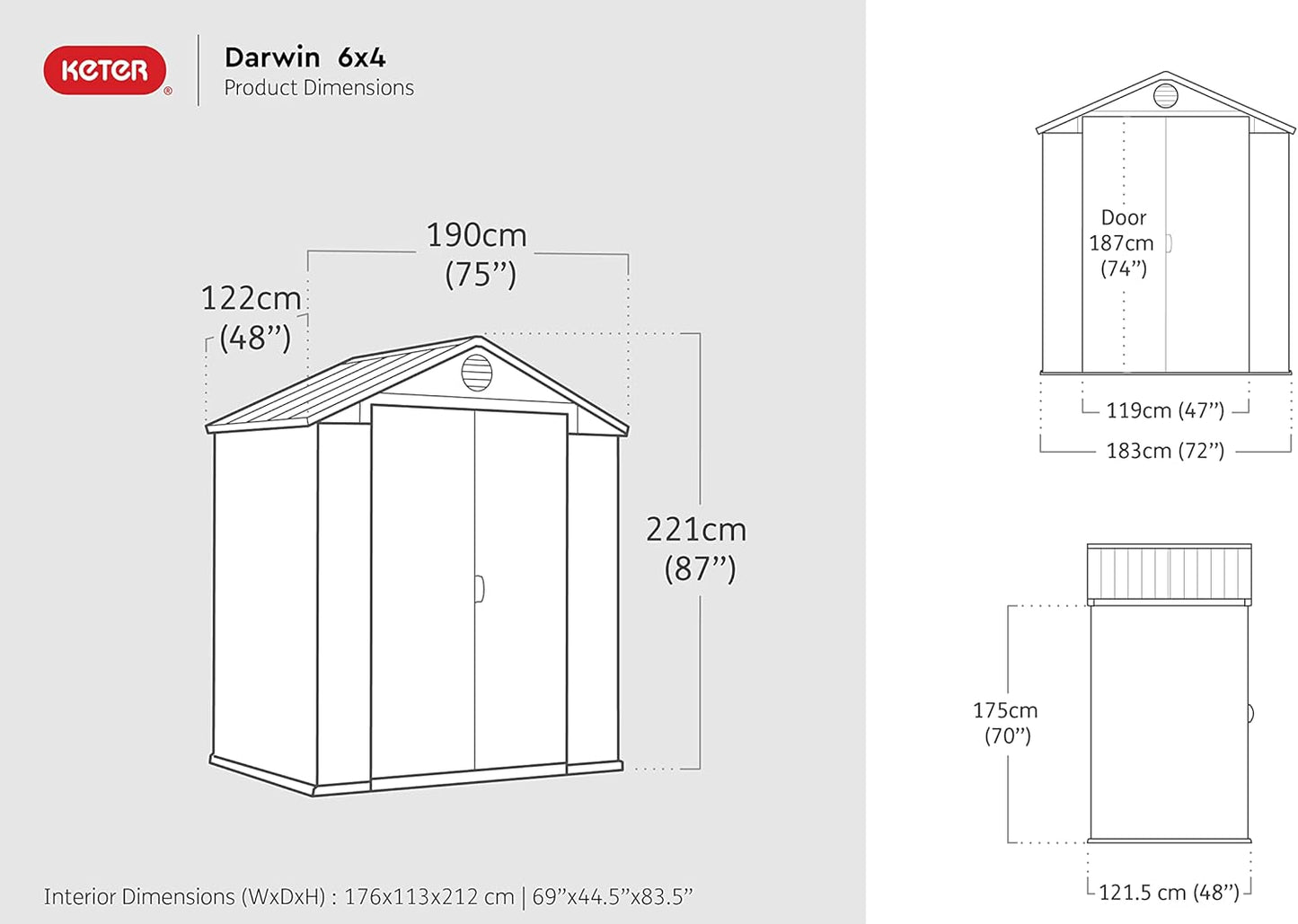 Darwin Outdoor Apex Double Door Garden Storage Shed 6 X 4Ft Brown Wood Look and Feel | Fade Free | All Weather Resistant | Safe and Secure | Zero Maintenance | 15 Year Warranty