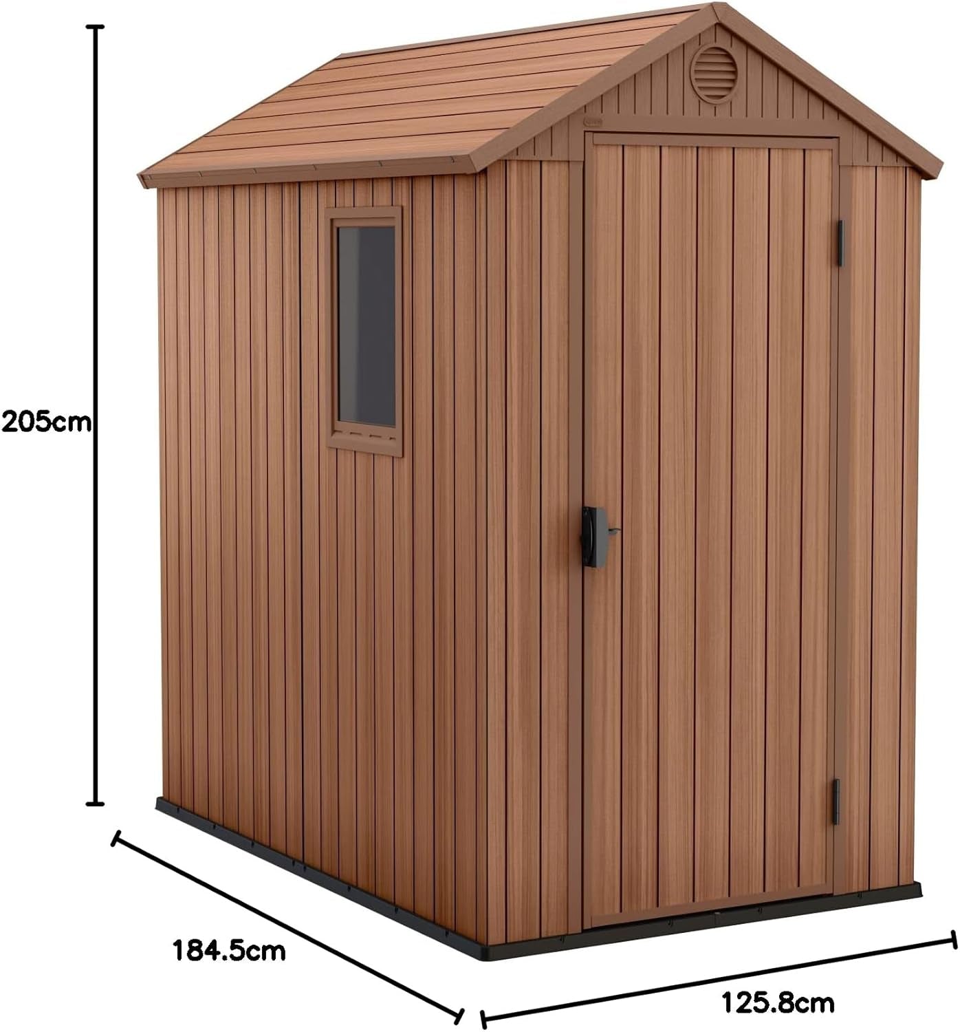 Darwin 4X6 Garden Shed with Natural Wood-Look | Evotech Composite, Weather-Resistant & Maintenance-Free | Outdoor Storage for Tools, Bbqs & Bikes | Heavy-Duty Floor & Lockable Door