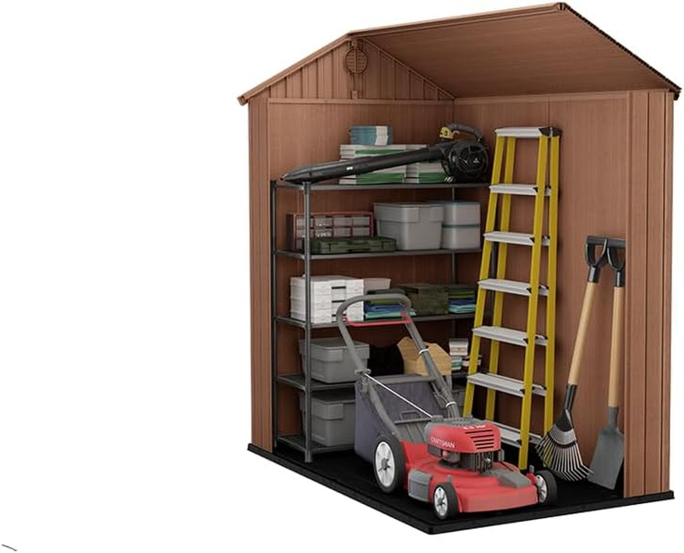 Darwin 4X6 Garden Shed with Natural Wood-Look | Evotech Composite, Weather-Resistant & Maintenance-Free | Outdoor Storage for Tools, Bbqs & Bikes | Heavy-Duty Floor & Lockable Door