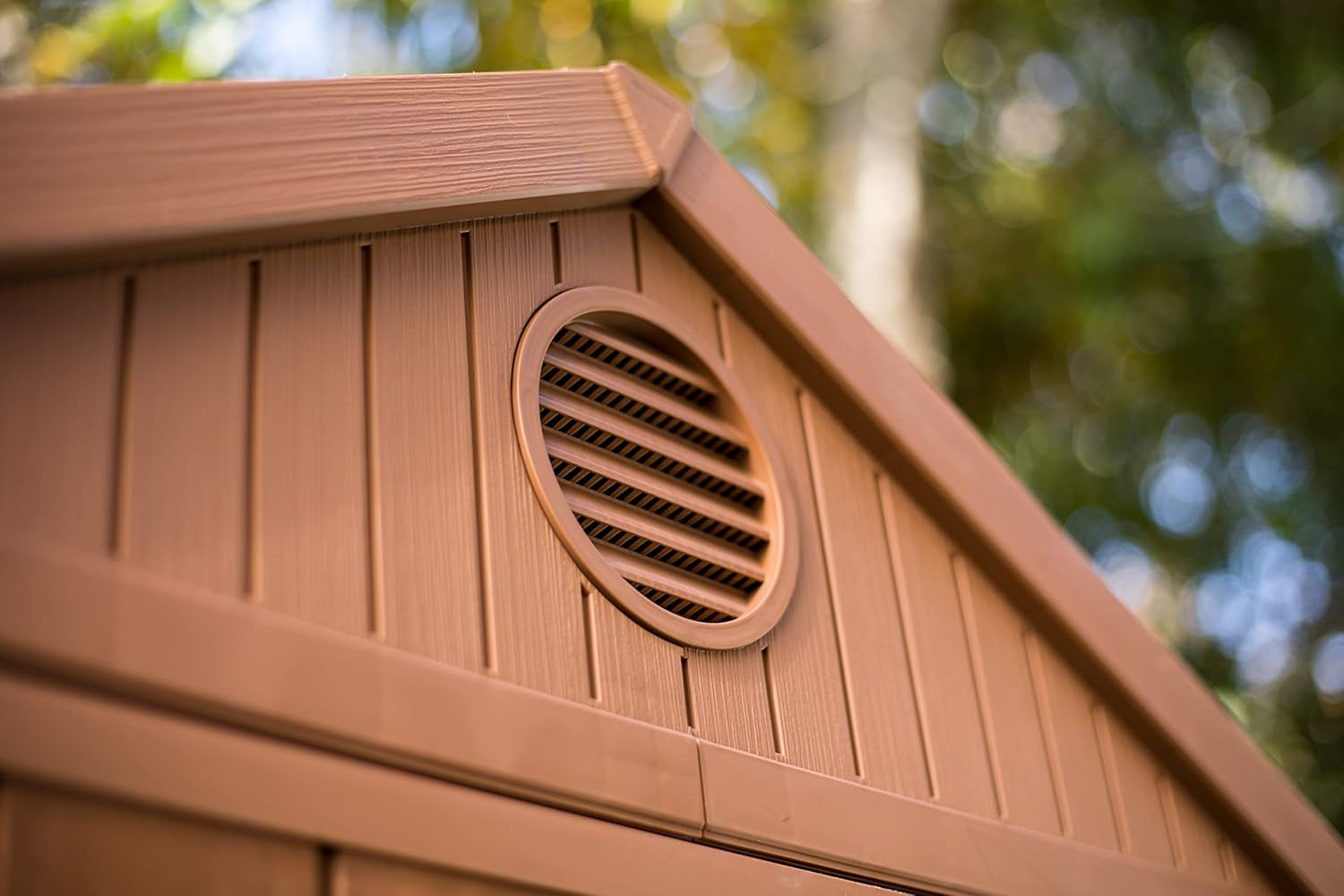 Darwin 4X6 Garden Shed with Natural Wood-Look | Evotech Composite, Weather-Resistant & Maintenance-Free | Outdoor Storage for Tools, Bbqs & Bikes | Heavy-Duty Floor & Lockable Door