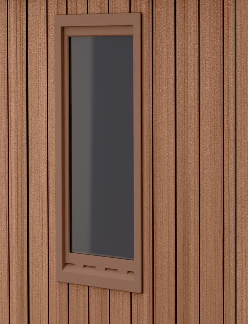 Darwin 4X6 Garden Shed with Natural Wood-Look | Evotech Composite, Weather-Resistant & Maintenance-Free | Outdoor Storage for Tools, Bbqs & Bikes | Heavy-Duty Floor & Lockable Door